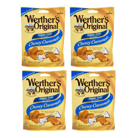 Werther's Original sugar-free chewy caramels in 2.75 oz bags, soft and buttery.