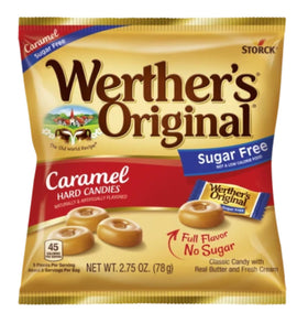 Werther's Original Sugar Free chewy caramels—soft texture with sugar-free sweetness.