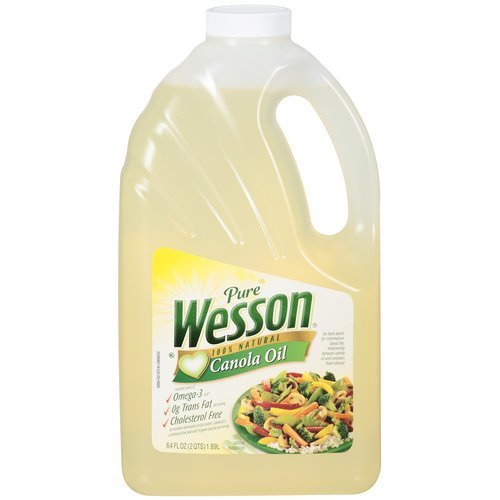 Wesson canola oil bottle for frying and baking, cholesterol-free and zero trans fat