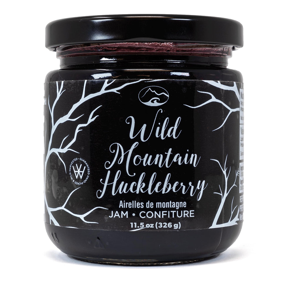 West Coast Wild Foods Wild Huckleberry Jam jar ready for gourmet breakfasts