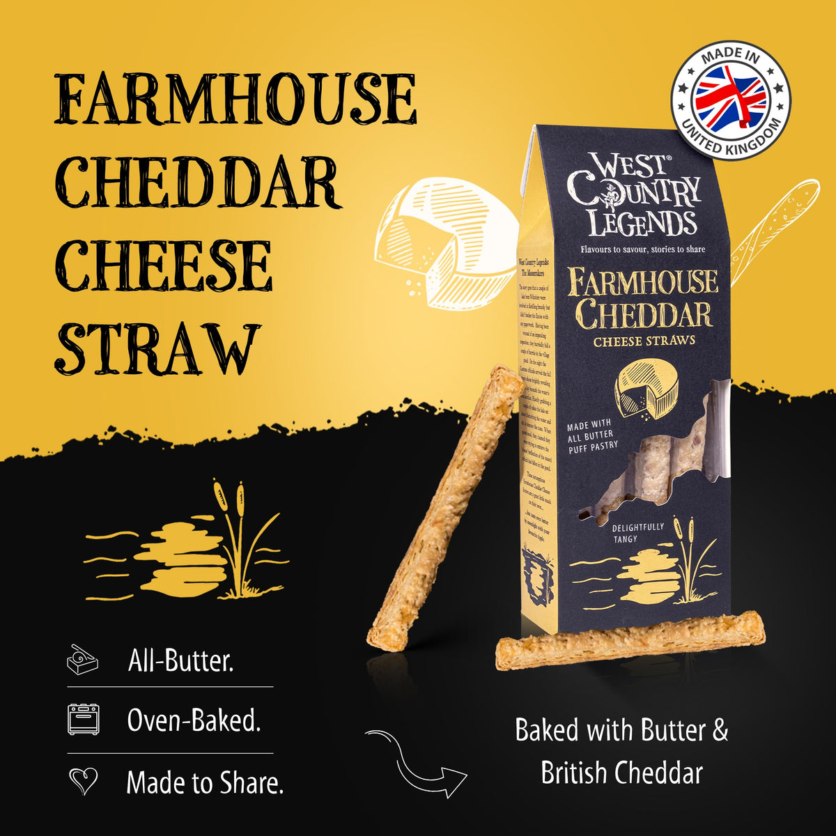 Melted cheddar detail on West Country Legends Cheese Straws after bake