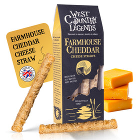 West Country Legends Cheese Straws outer pack displayed, ideal for sharing at parties
