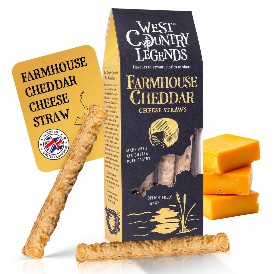 West Country Legends Cheese Straws outer pack displayed, ideal for sharing at parties