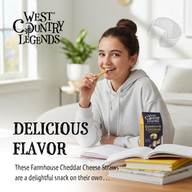 Sliced serving of West Country Legends Cheese Straws as a convenient snack