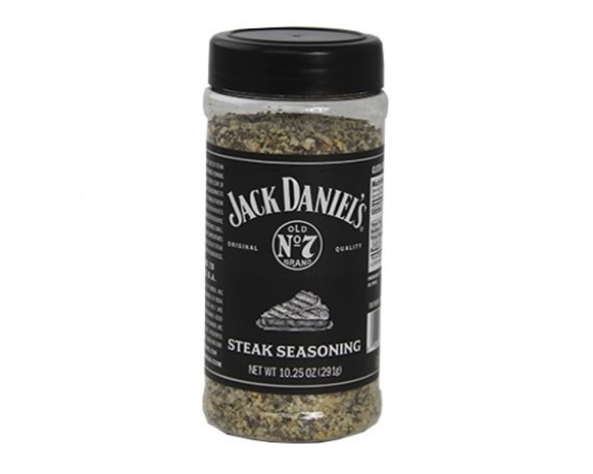 Western Jack Daniel's Original Quality Steak Seasoning bottle for bold, gluten-free flavor on grilled steaks.