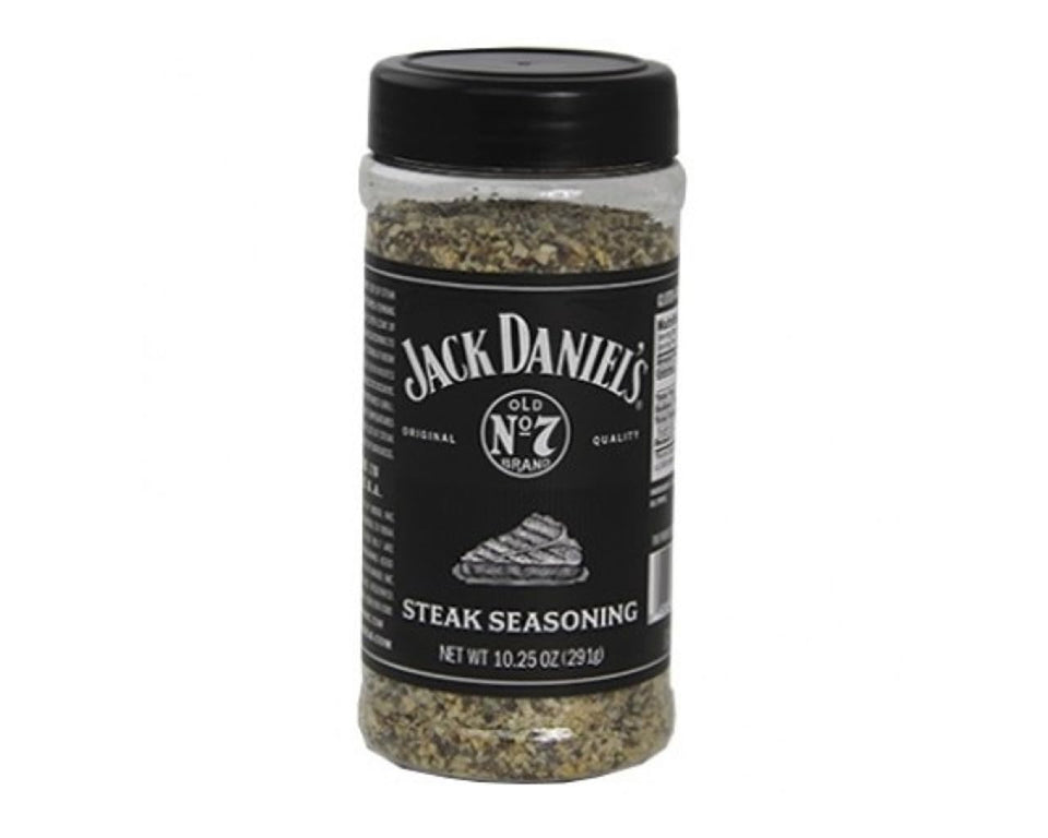 Western Jack Daniel's Original Quality Steak Seasoning bottle for bold, gluten-free flavor on grilled steaks.