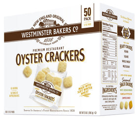 Westminster Bakers Company oyster crackers 25oz bag close-up showing crisp texture for soups