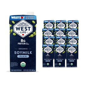 West Life Organic Soy Milk Original Plain in glass, creamy sipping experience