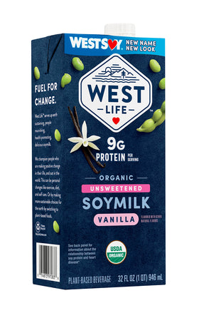 West Life Soy Milk served over cereal for a creamy breakfast.