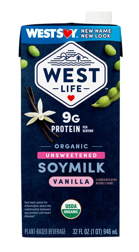West Life Soy Milk blended into smoothies for a plant-based protein boost.