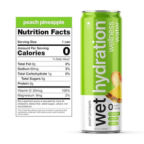 Wet Hydration Peach Pineapple can pour into a glass for quick hydration.
