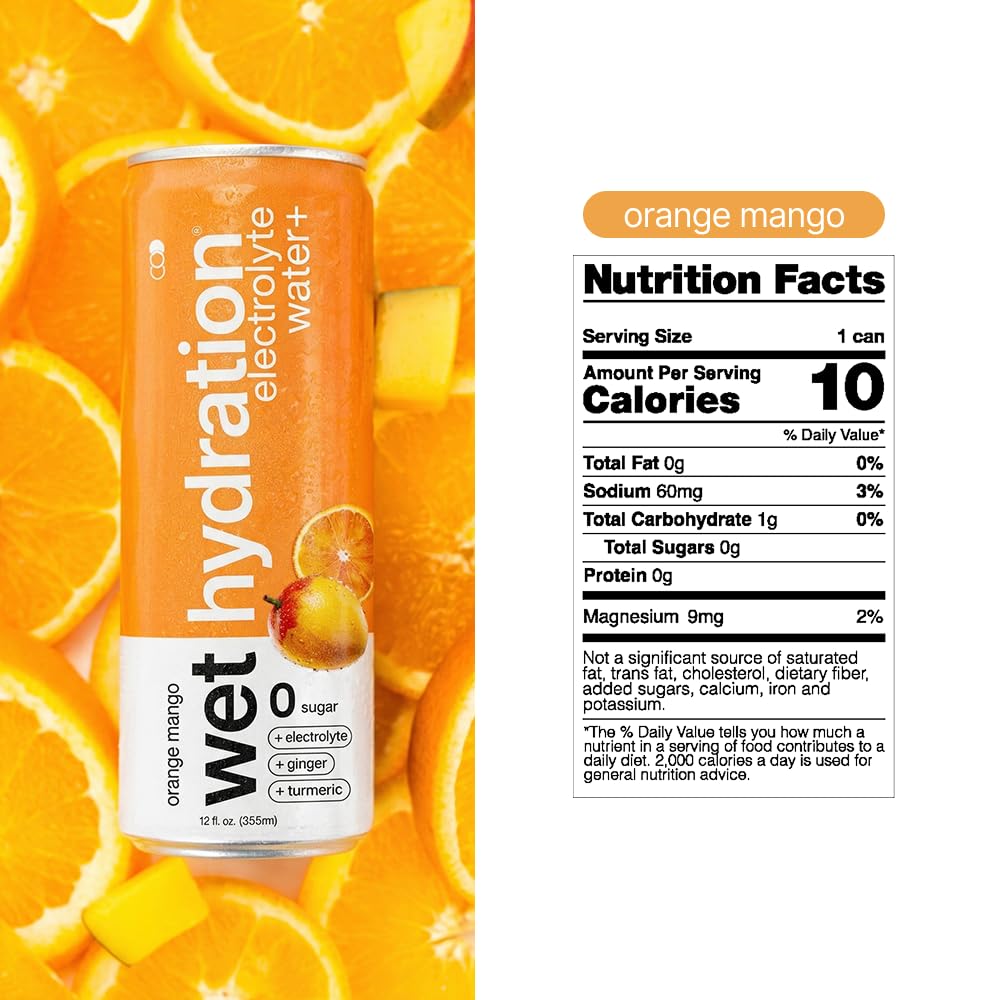 Wet Hydration turmeric-ginger infusion provides refreshing flavor with gluten-free, sugar-free ingredients