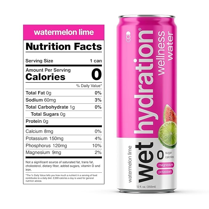 Wet Hydration hand holding can for convenient zero-calorie hydration.