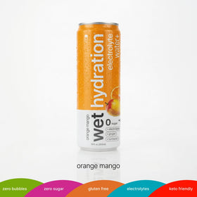 Wet Hydration orange mango ginger turmeric can highlights zero sugar appeal for calorie-conscious hydration