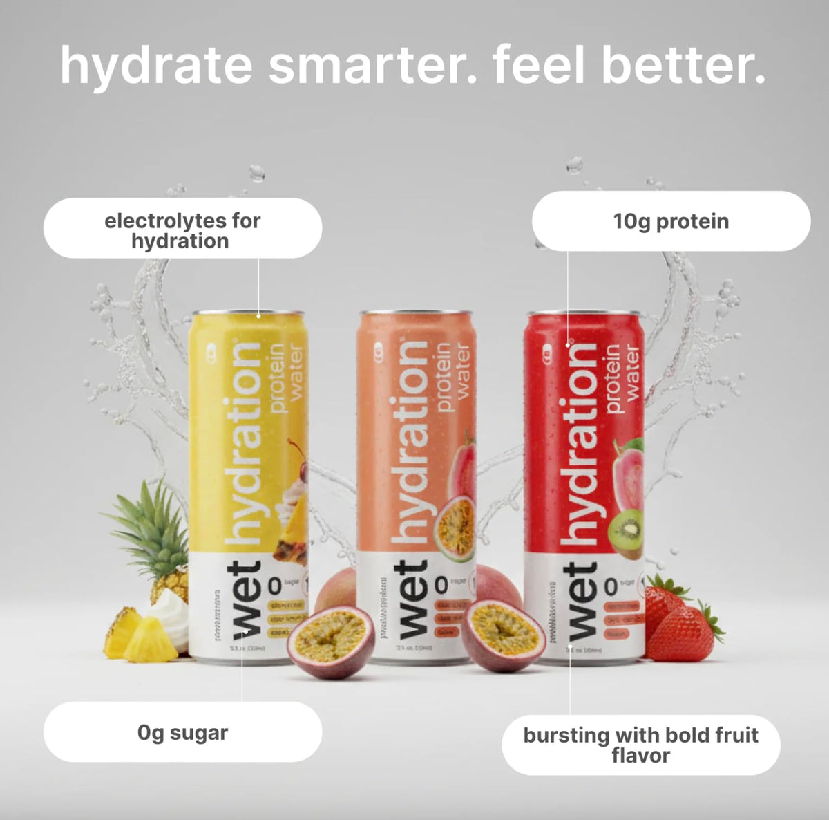 Wet Hydration Kiwi Strawberry front can emphasizing electrolytes and vitamins