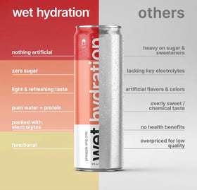Wet Hydration variety pack cans arranged for on the go refreshment