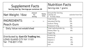 WFH Clear packaging with 1lb label for peach gum bulk option