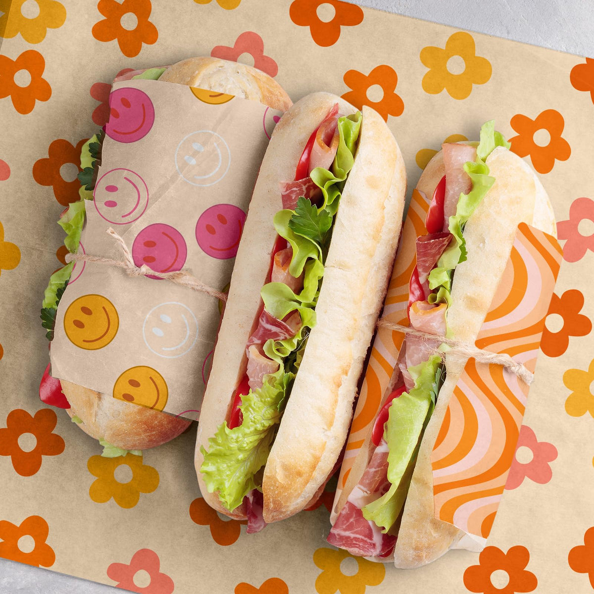 Whaline food basket liner doubles as decorative food presentation.