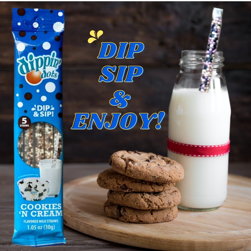 Whatever Brands USA Dippin' Dots banana-split straw pack for fruity flavor.