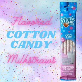 Whatever Brands USA Dippin' Dots straw shows flavor beads mixing in milk.