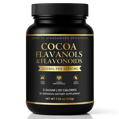 WHDEOW High Flavanol Cocoa Powder packaging highlights vegan formula for daily vitality.