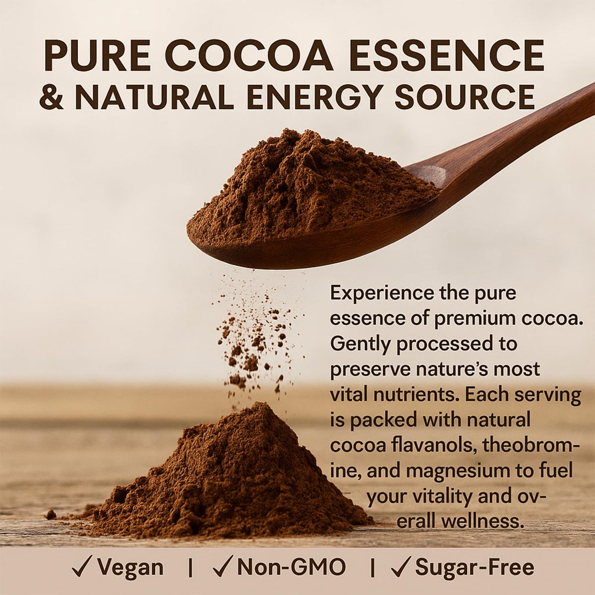 WHDEOW serving scoop shows precise flavanol intake for consistent energy.