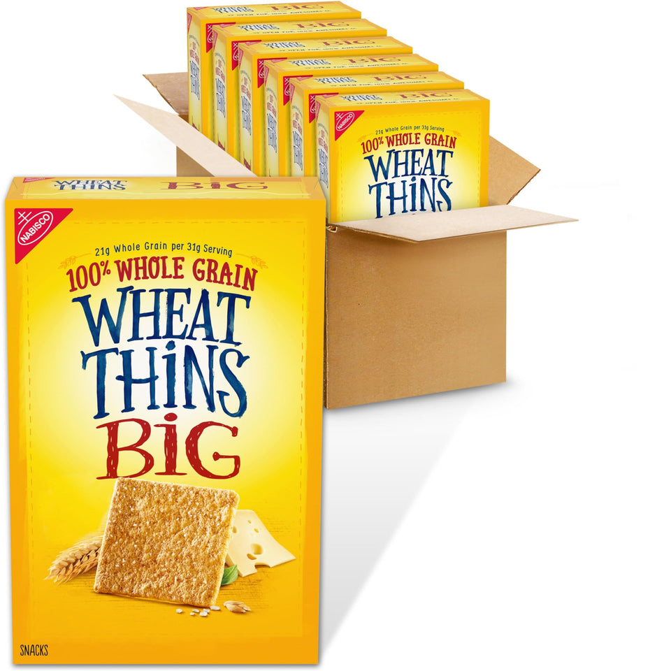 Wheat Thins BIG Snacks whole grain texture close-up mostrando crujido tierno y nutty aroma