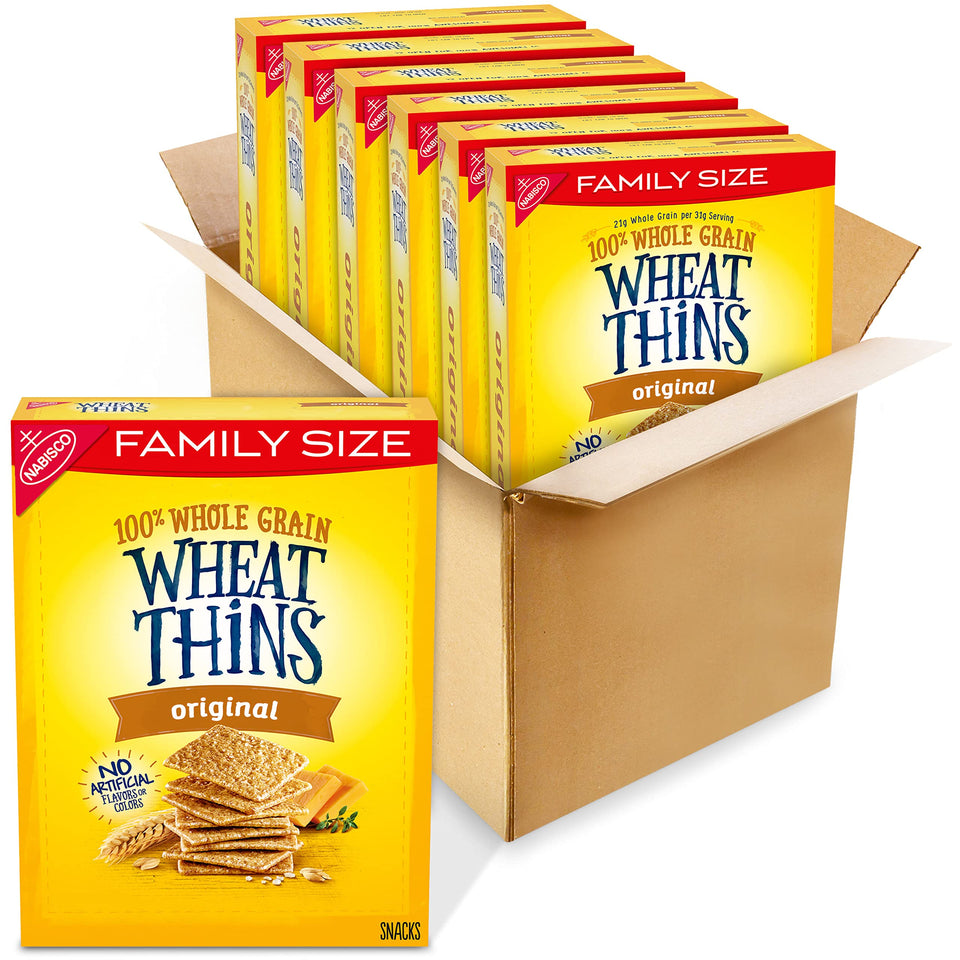 Wheat Thins Original Snacks box packaging for bulk sharing with family