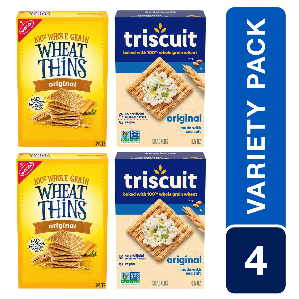 Wheat Thins Original Whole Grain crackers bundle for light crunch.