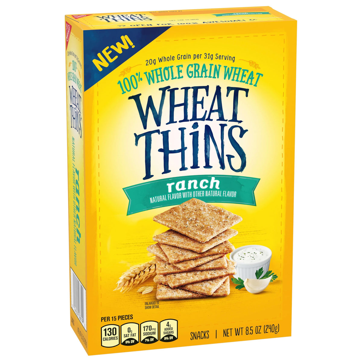 Wheat Thins Ranch Crackers ready to be served on kitchen counter