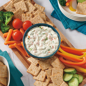 Wheat Thins Ranch Crackers on a party platter with other bites