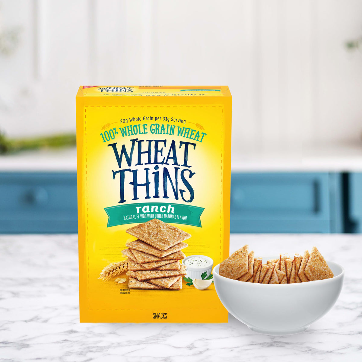 Wheat Thins Ranch Crackers whole grain base in crisp form