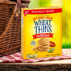 Wheat Thins Sundried Tomato & Basil crackers in a bowl.