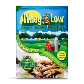 Whey Low sweetener bottle with 100% natural ingredients for everyday use in coffee or tea
