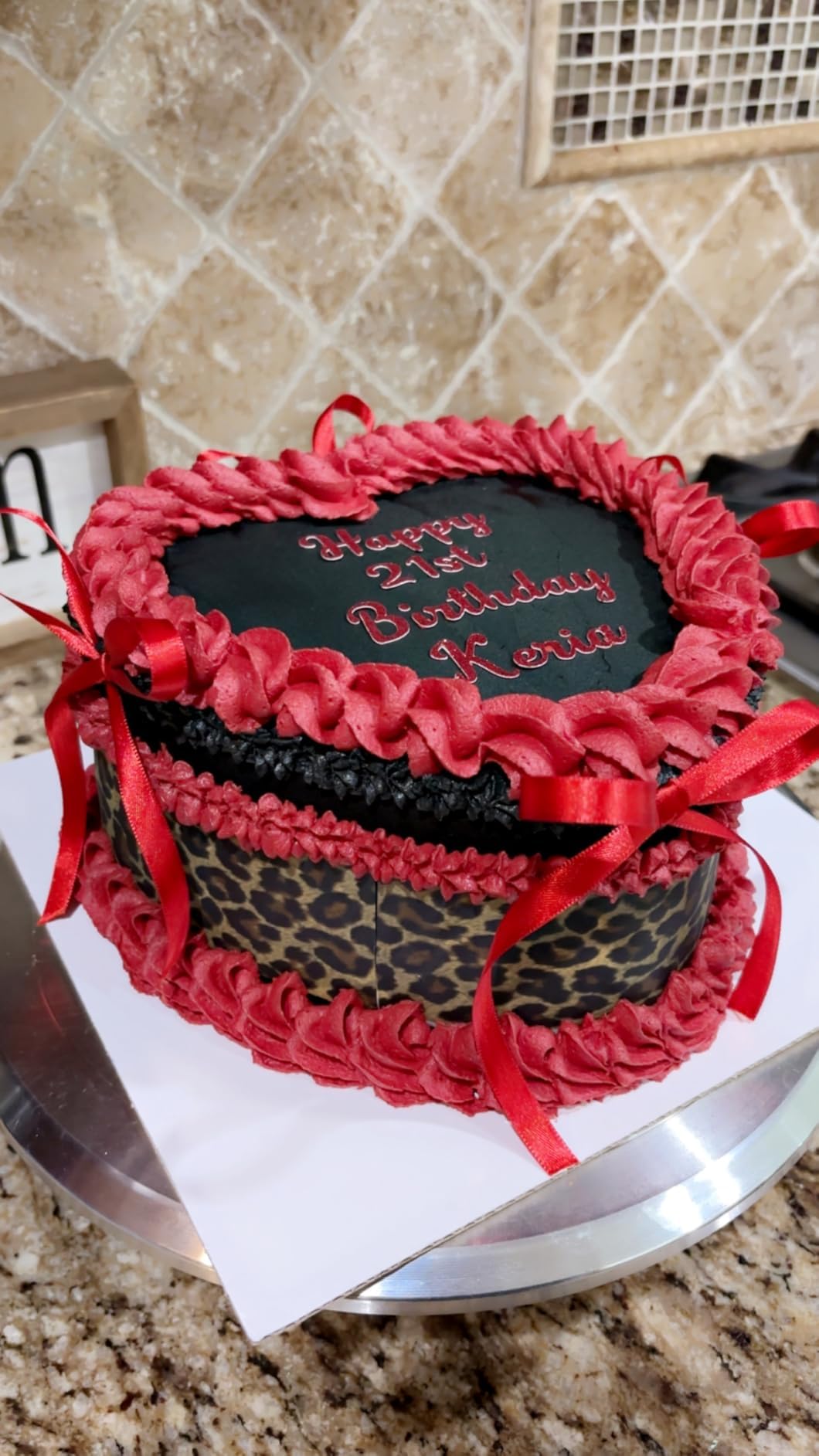 Whimsical Practicality leopard print frosting border strip to elevate desserts.