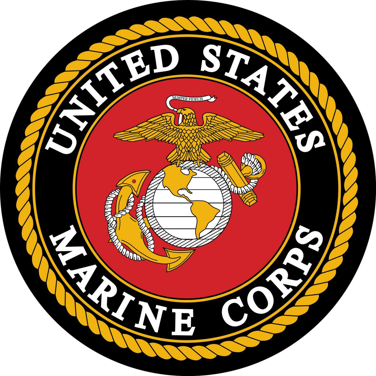 Whimsical Practicality US Marines edible icing topper on an 8in cake for a polished look