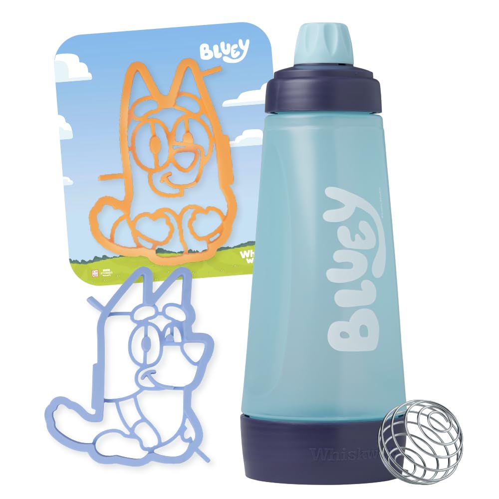 Whiskware Bluey Pancake Art Kit with batter bottle and molds for playful breakfasts