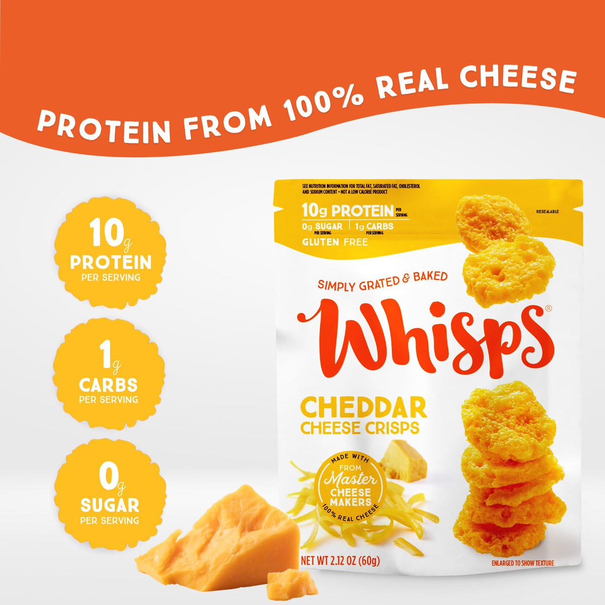 Whisps Asiago crisps in a bag deliver gluten-free, keto-friendly crunch for any time.