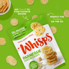 Whisps parmesan crisps in lunchbox for a high-protein kid-friendly snack.