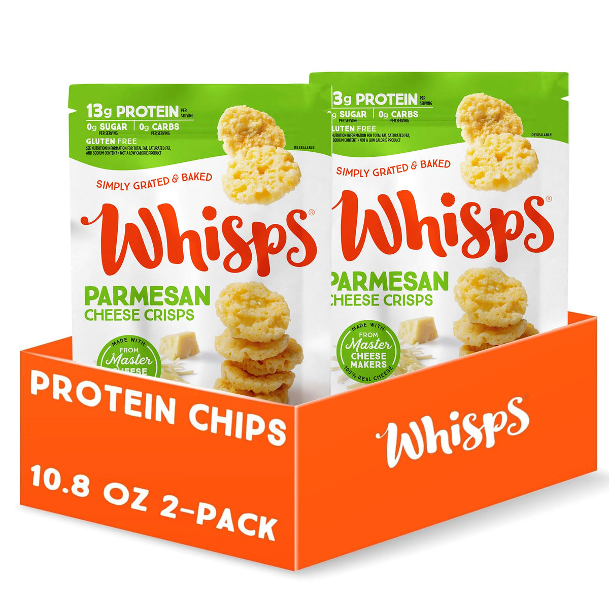 Whisps Parmesan crisps oven-baked crunch close-up showing texture and flavor