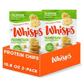 Whisps Parmesan crisps oven-baked crunch close-up showing texture and flavor