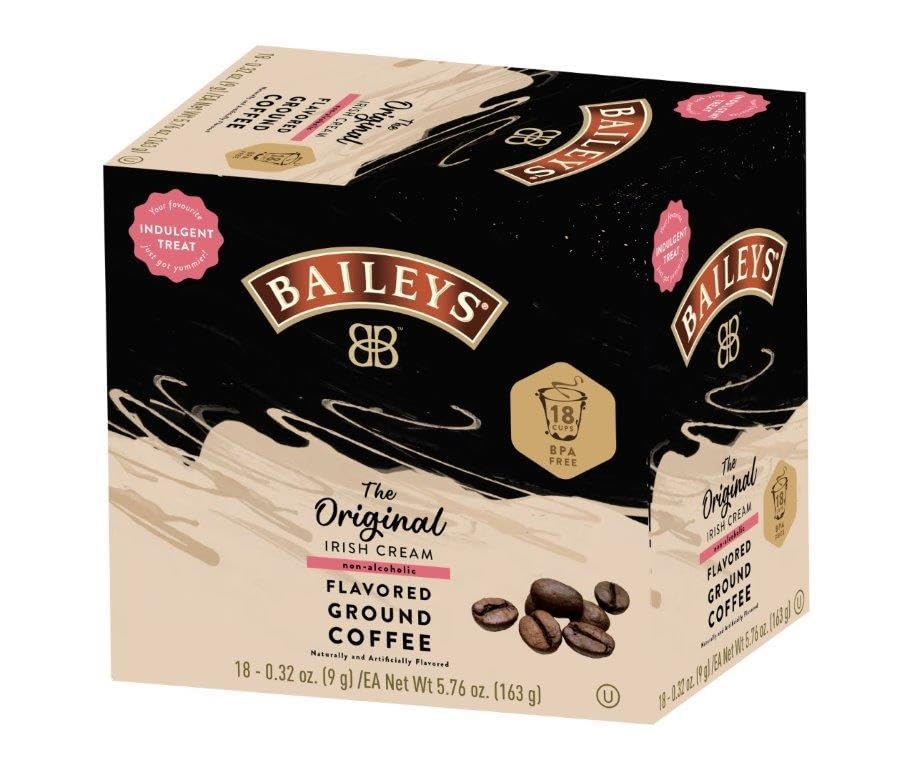 Boxed Bailey's Irish Cream cups by White Coffee, 72-count for quick at-home brewing