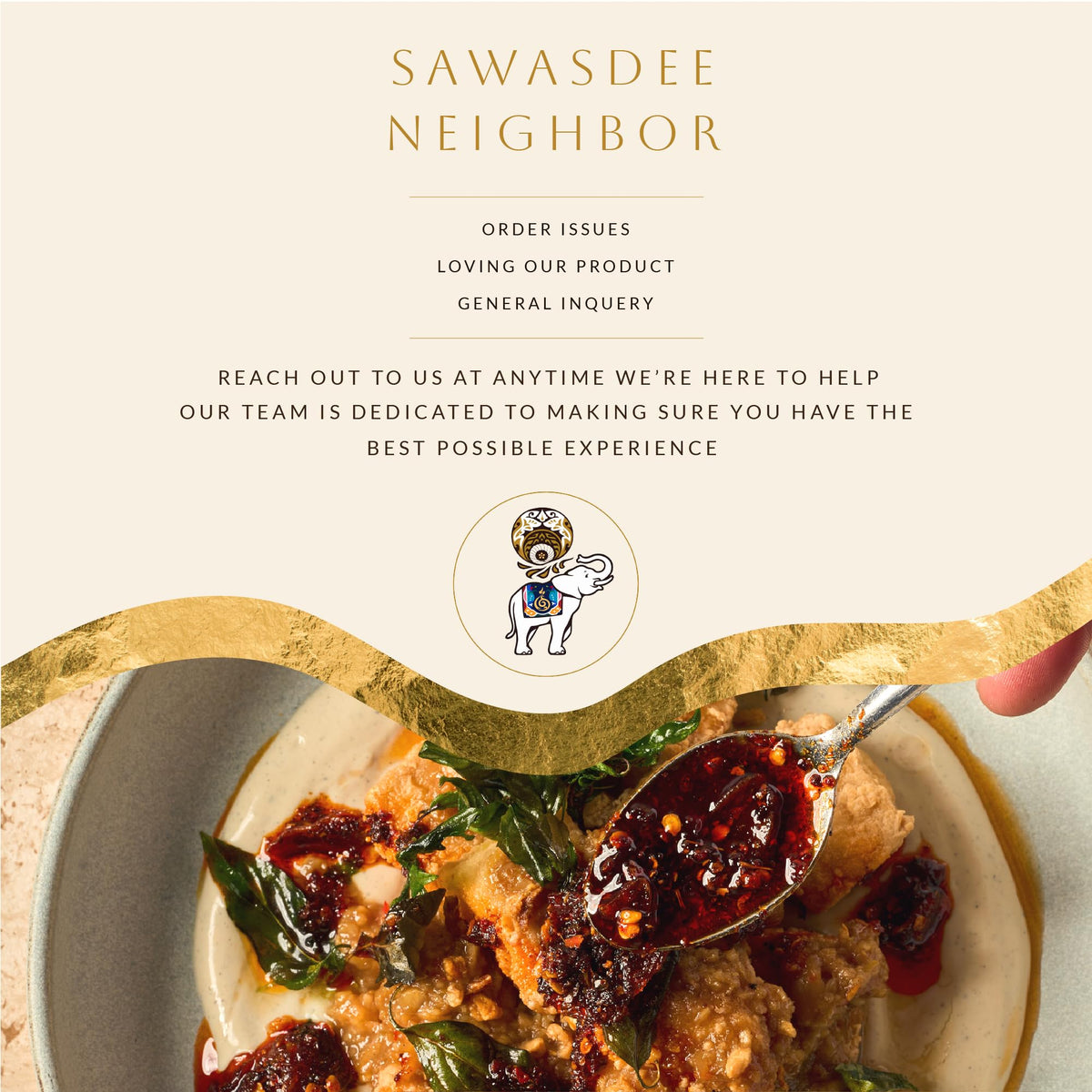 White Elephant Prik Nam Mun rice bowl becomes flavorful with a drizzle.