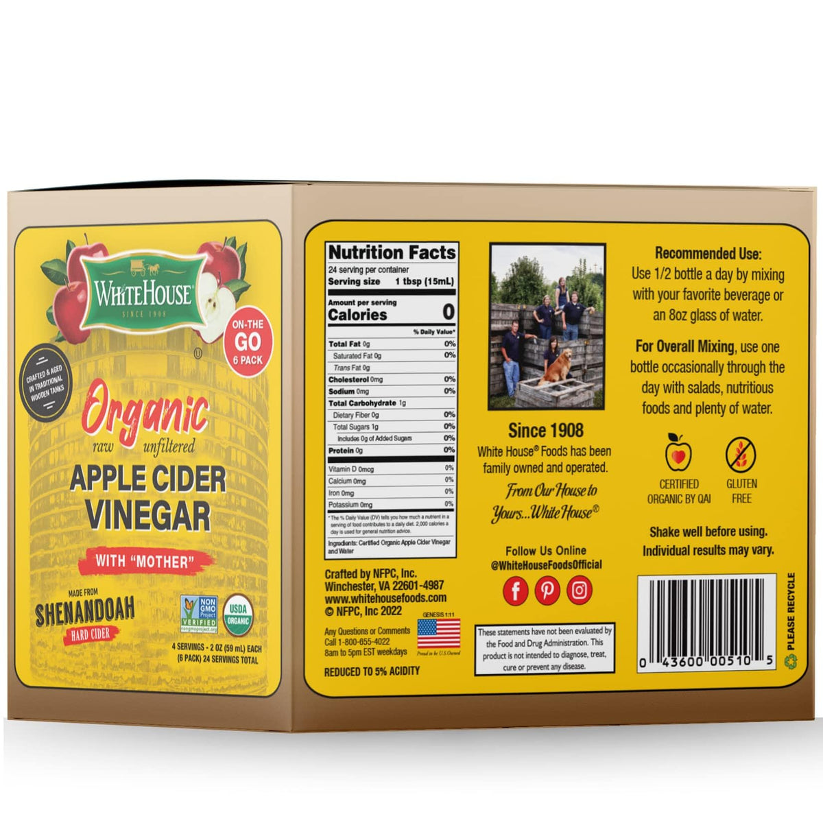 White House Organic Apple Cider Vinegar Shot trio demonstrates travel-friendly packaging.