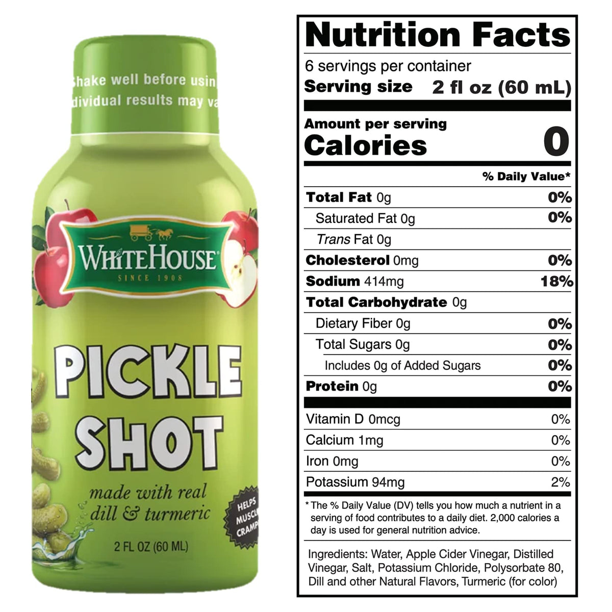 Close-up of White House Pickle Shots being poured, showcasing real dill