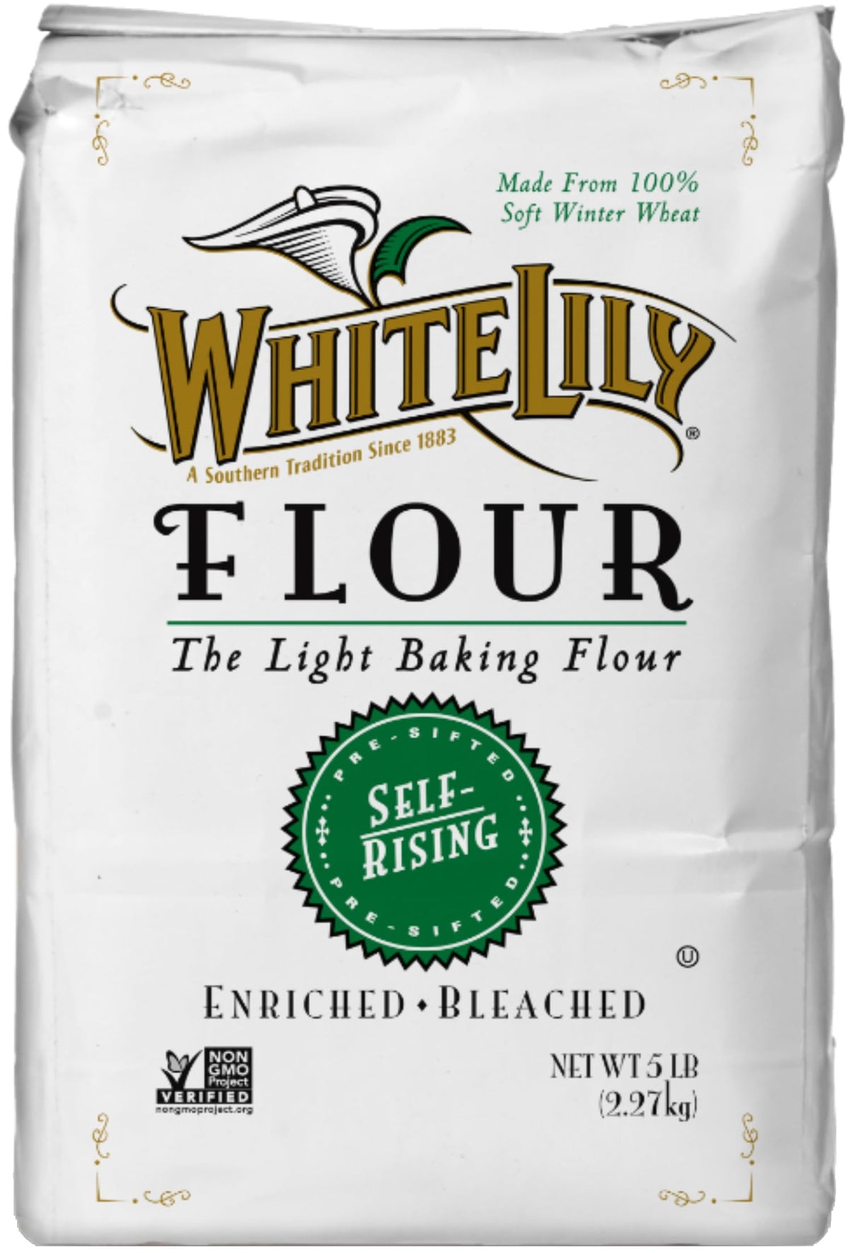 White Lily self-rising flour 80oz bag ready for baking biscuits.