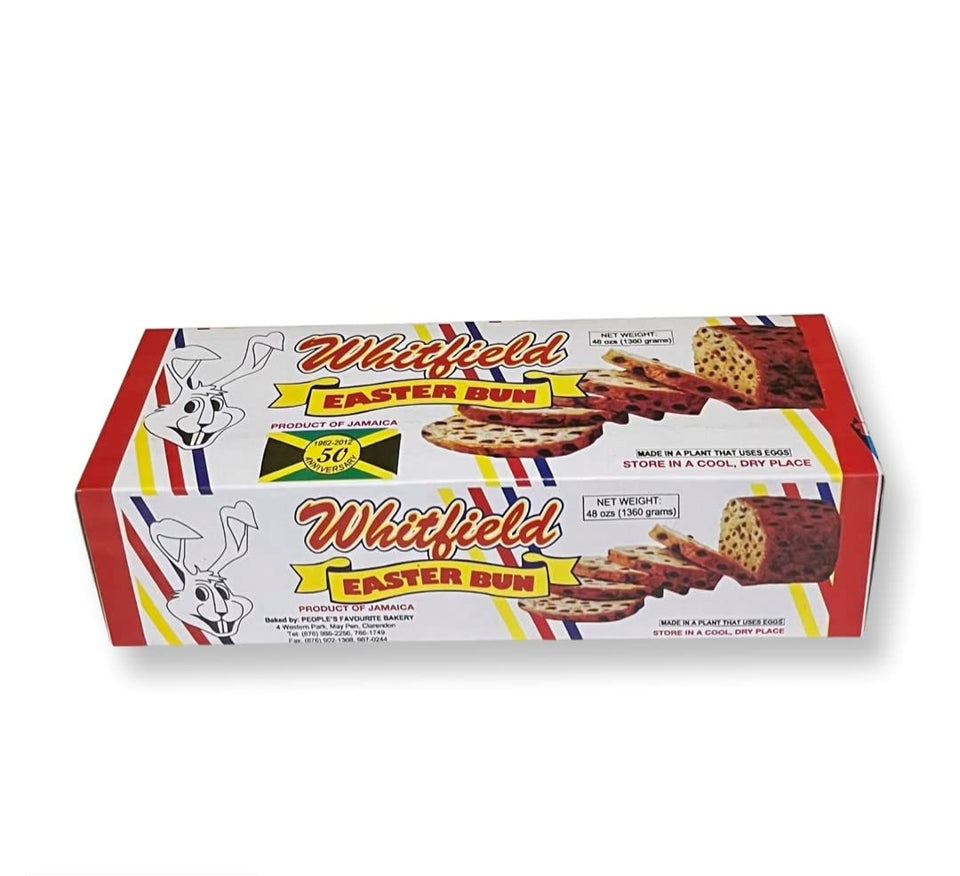 Whitfield Bakery Easter Bun 48oz on a wooden board, shareable for gatherings.