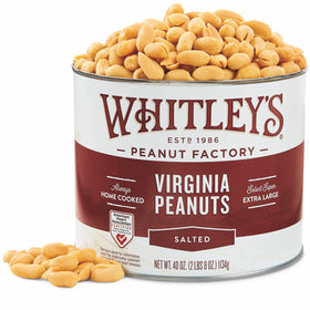 Whitley's Salted Virginia Peanuts tin-front showing premium snacking quality