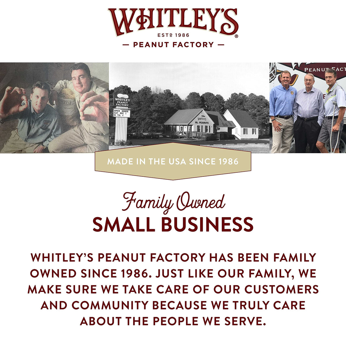 Whitley's Virginia peanuts gluten-free and plant-based snacks.