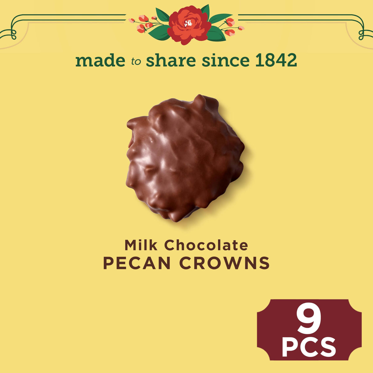 Whitman's milk chocolate coating on crowns for a smooth melt